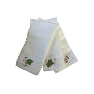 RARE Martha Stewart PROTOTYPES x3 Napkins Leaf Embroidery 2008 Spring Launch